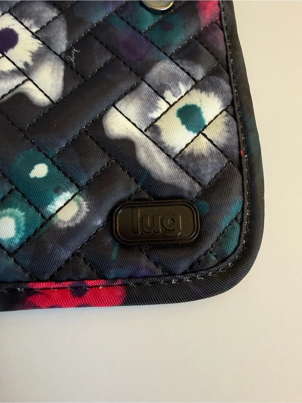 Lug Tandem Snap RFID Wallet Watercolor Black Floral Travel Organizer